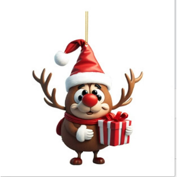 WNFJR Cute Reindeer Family Car Pendant Ornament - Acrylic Christmas Tree Decoration for Car & Home Office (8cm)