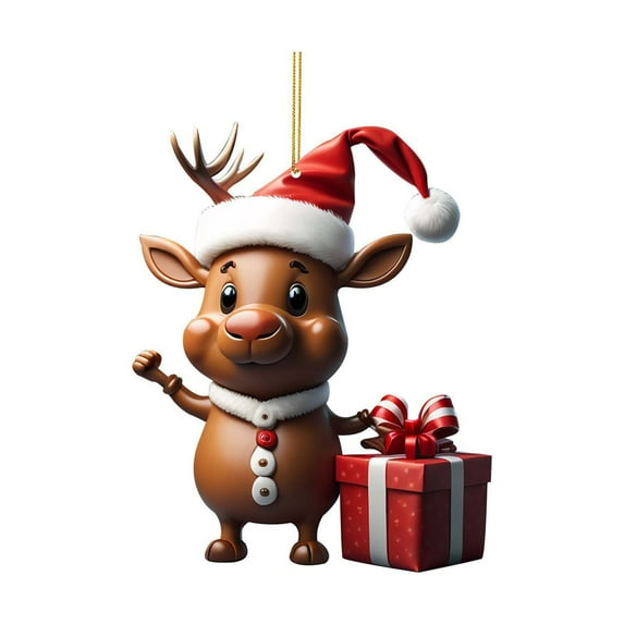 WNFJR Cute Reindeer Family Car Pendant Ornament - Acrylic Christmas Tree Decoration for Car & Home Office (8cm)