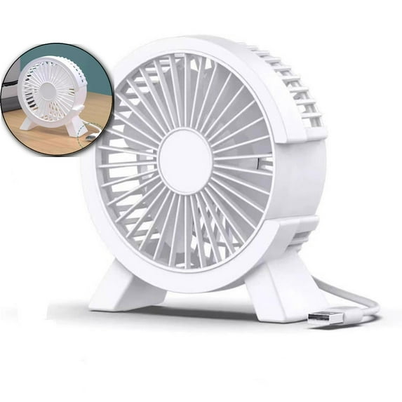 WNFJR Desk Fan USB Powered Small Portable Fan, Strong Breeze Mini Personal Fans, Quiet Plug In USB Fans for Desktop Bedroom Office Table Travel(White)
