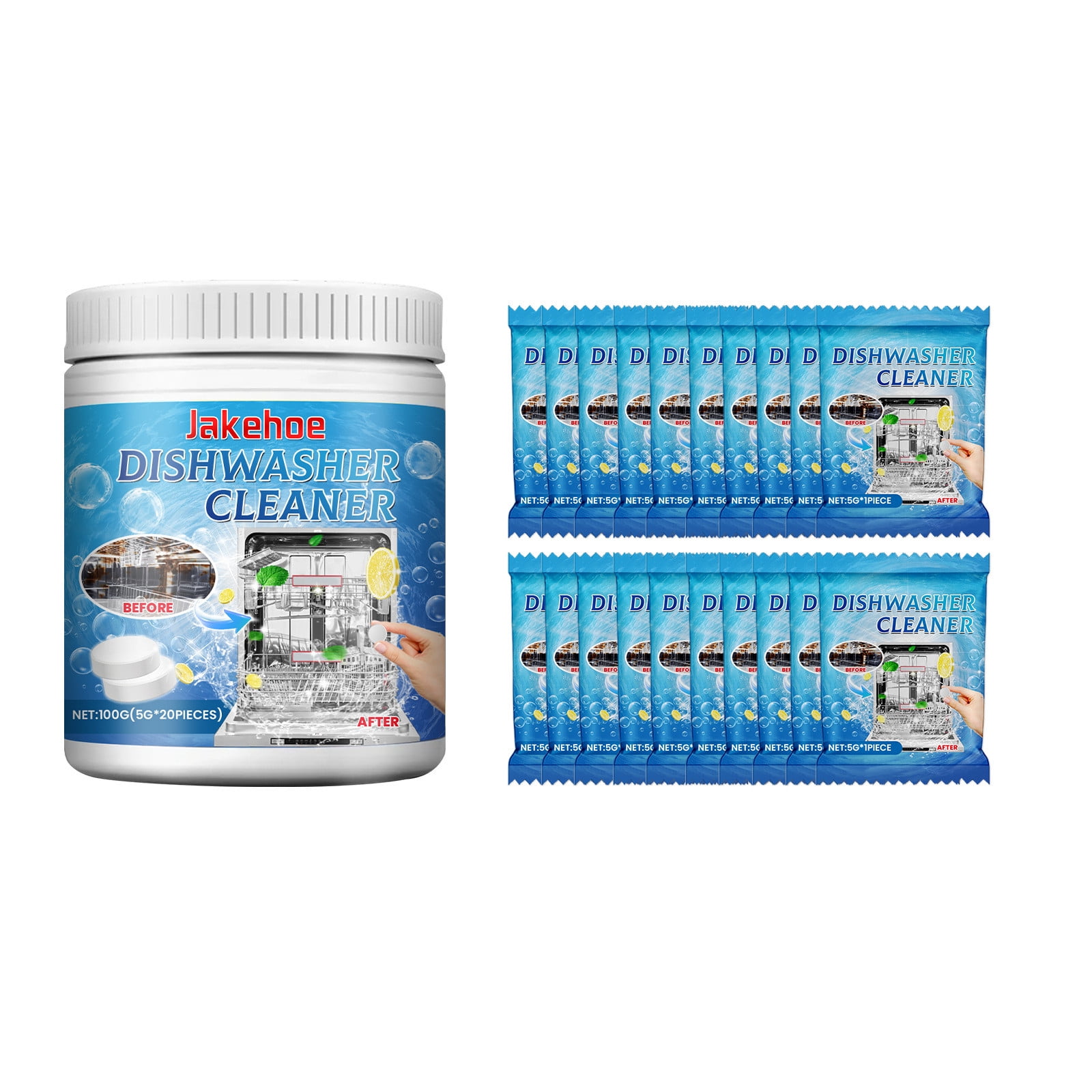 WNFJR Dishwasher Cleaning Tablets, Gloss Cleaner Degreaser, Stain