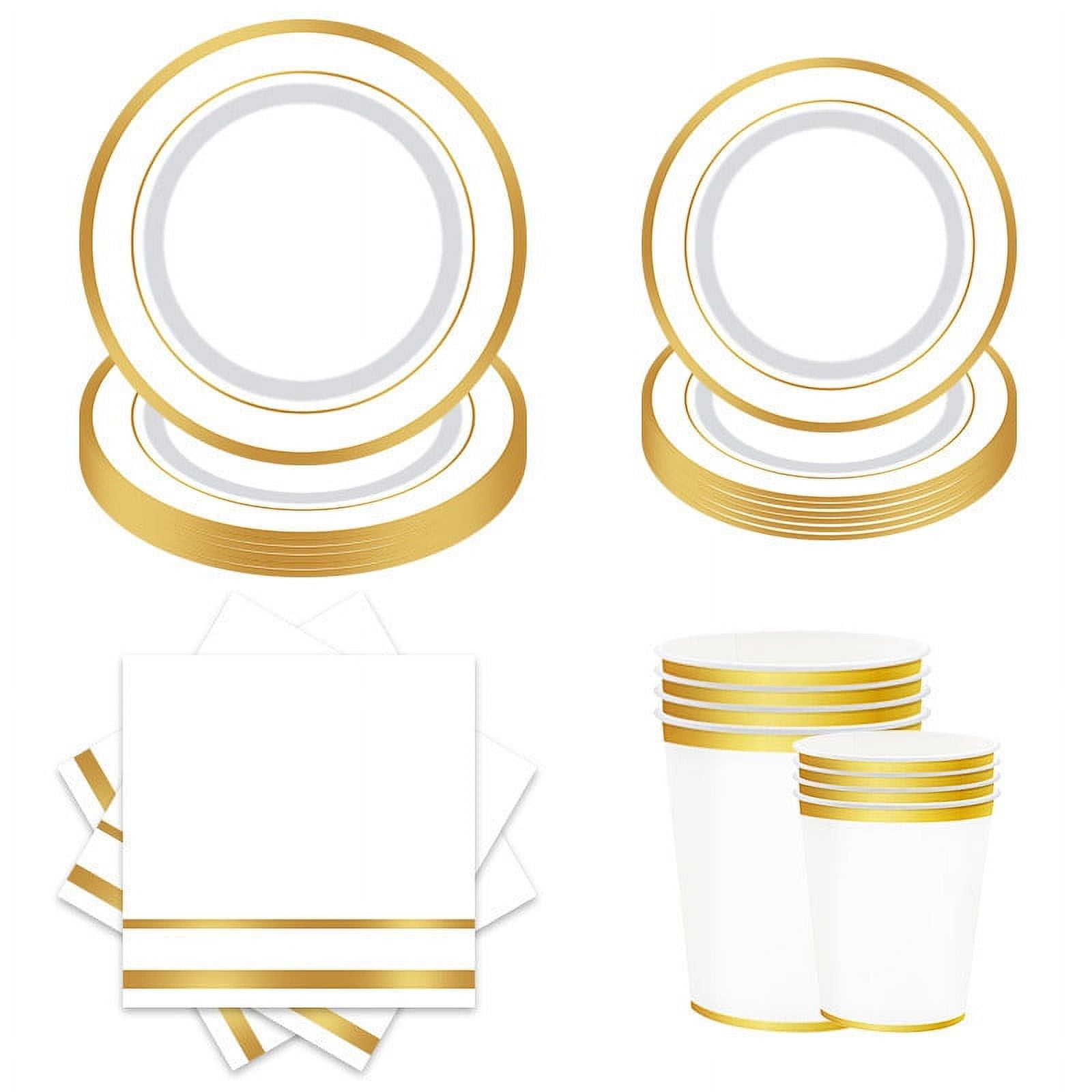 WNFJR Disposable Party Decor Set - White Cardboard Paper Plates and ...