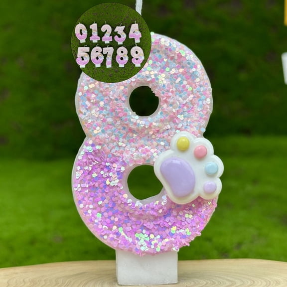 WNFJR Dog Paw Birthday Number Candles for Cake Decoration, Pink Dog Cat Paw Number 8 Candle, Dog Themed Birthday Cake Topper for Party Anniversary Decor Supplies
