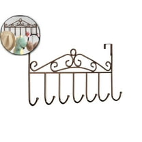 WNFJR Over the Door Hooks, Over the Door Hanger for Hanging, Over Door Towel Rack Coat Rack Hanger Hooks for Clothing, Anti-Rust Over Door Organizer Rack with 7 Hooks(Coffee)