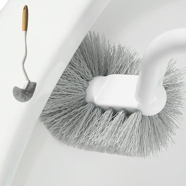 WNFJR  Toilet Bowl Brush with Rubber and Slit Brushes for Thorough Cleaning, White, 103g