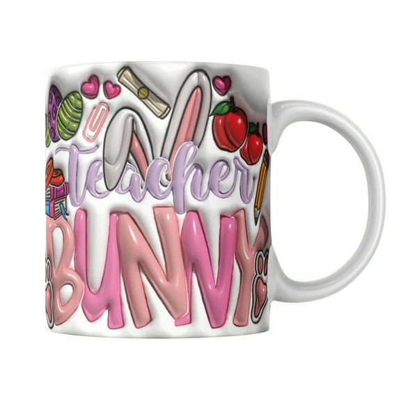 WNFJR Easter Bunny Ceramic Mug, 350ml Cute Coffee Cup, Holiday-Themed Tea Cup, Easter Rabbit Drinkware