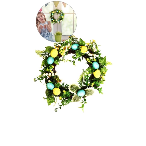 WNFJR Easter Wreath Artificial Easter Egg Wreath for Front Door Easter Door Wreath Spring Wreath with Eggs and Twigs for Easter Decorations
