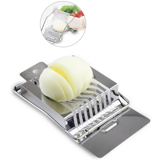WNFJR Egg Slicer for Hard Boiled Eggs - Stainless Cutter for Eggs - Heavy Duty Egg Chopper - Dishwasher Safe Soft Fruit Slicer for Strawberry, Kiwi, Bananas
