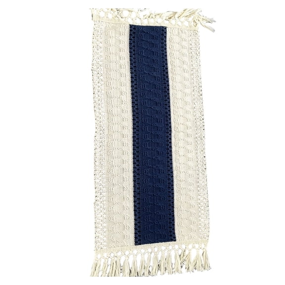 WNFJR Elegant Bohemian Table Runner, Soft and Breathable Fabric, Ideal for Dining, Living Room, or Holiday Decor, Perfect for Stylish Homeowners, Dark Blue