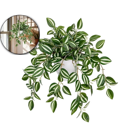 WNFJR Fake Plants Indoor Artificial Potted Silk Plants Faux Cascading Vine Plant for Home Office Livingroom Desk Shelf Mantle Decoration
