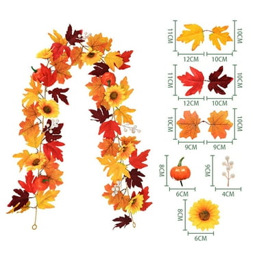 WNFJR Fall Decor,Fall Garland for Mantle, Fall Decorations for Home, Fall Leaves Garland, Thanksgiving Garland for Thanksgiving Decorations Indoor, Autumn Garland for Autumn Decor Outdoor