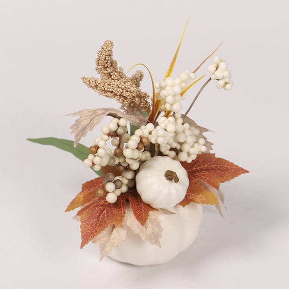 WNFJR Fall Decorations for Home - Fake Potted Plants with Artificial Pumpkin, Sunflower, Maple Leaf, Berry, and Pine Cone Bouquet for Harvest & Thanksgiving Centerpiece Table