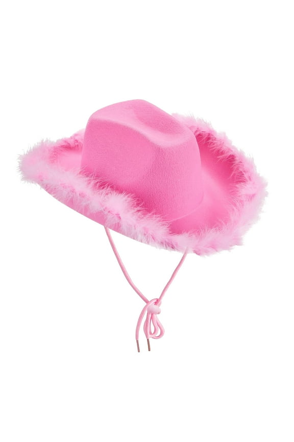 Fancy Dress Hat, Princess Party Hat, Felt Cowboy Hat, Women's Furry Trim Hat