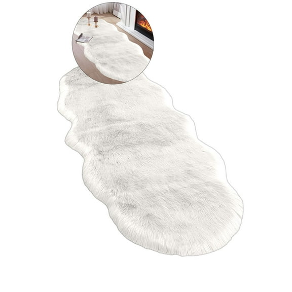 WNFJR Faux Fur Rug Sheepskin Rug Running Blanket Washable Fluffy Coarse Wool Carpet, Suitable for Bedroom Floor, Sofa Cushion, Living Room Bedside Carpet