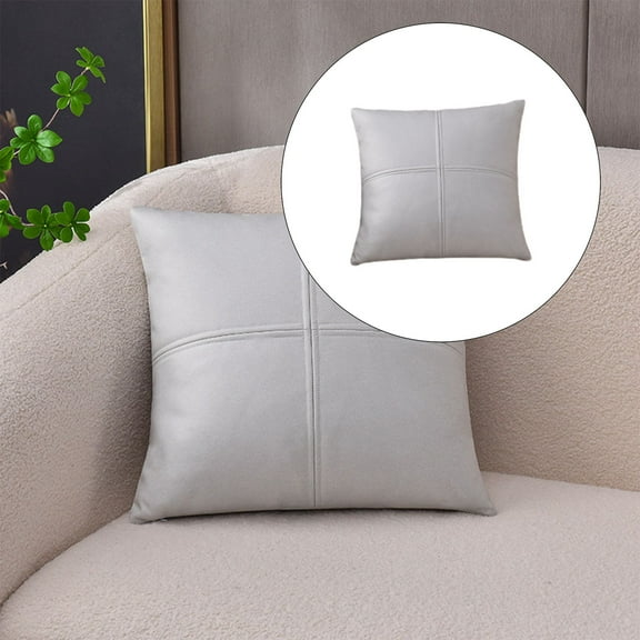 WNFJR Faux Leather Throw Pillow Covers, Pillow Cases Standard Size, Hand Stitched Leather Decorative Pillow Cover for Couch Sofa Bed Living Room Home Garden