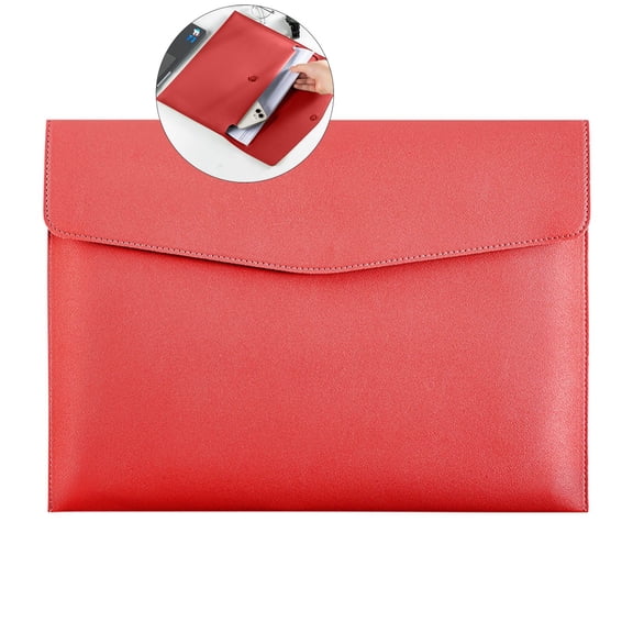 WNFJR File Folder, PU Leather File Organizer Filing Envelope Portfolio Case Tablet Sleeve with Magnetic Snap Closure for Home School Office Stationery