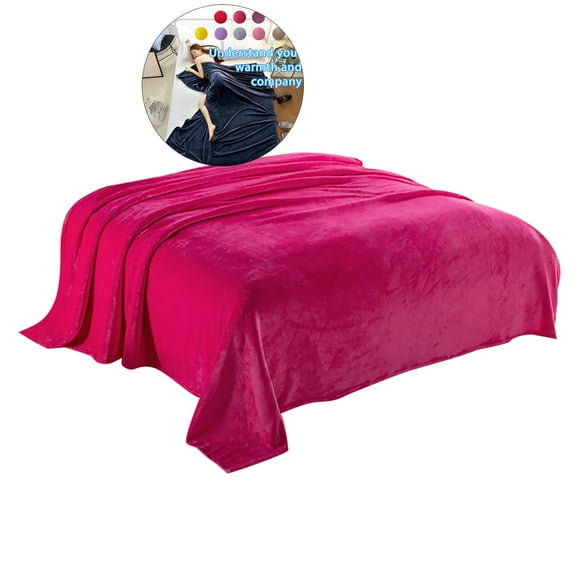 WNFJR Fleece Throw Blanket for Couch Sofa or Bed Throw Size, Soft Fuzzy Plush Blanket, Luxury Flannel Lap Blanket, Super Cozy and Comfy for All Seasons(Hot Pink)