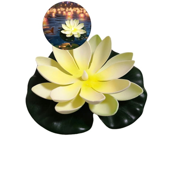 WNFJR Floating Lights Lotus Floating Lanterns Lifelike Artificial Floating Flowers for Pool with LED Lights Lily Pads Water Lantern for Decor