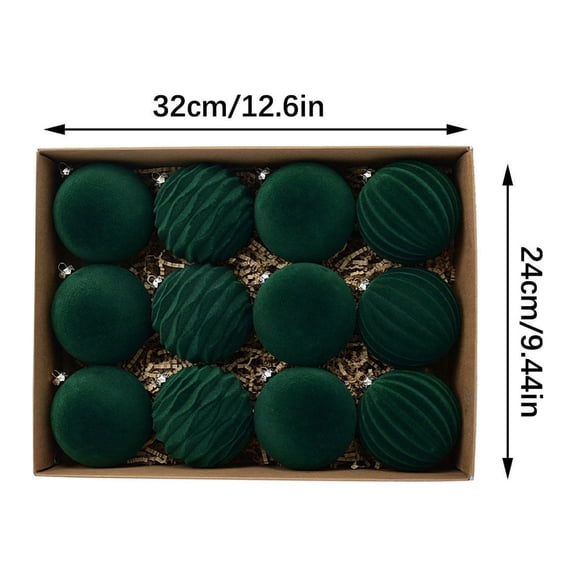 WNFJR Flocked Christmas Ball Ornaments, Dark Velvet Decorative Balls, 8cm Christmas Tree Decorations, Multipurpose Festive Spheres