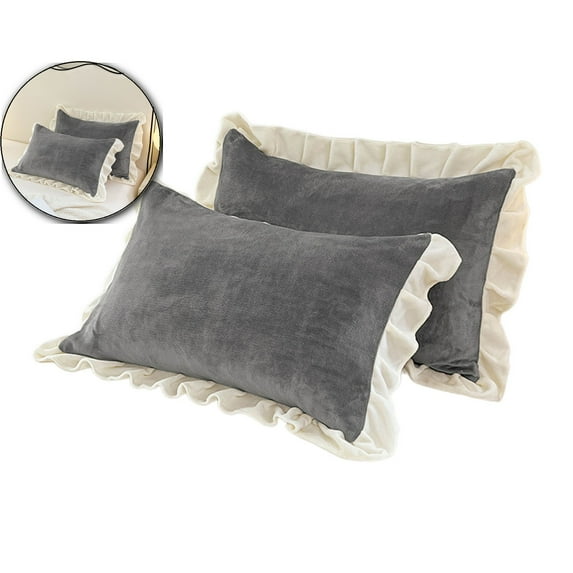 WNFJR Fluffy Pillow Cover Pleated Ruffle Pillowcase Ultra Soft Cozy Flannel Fleece Fabric Decorative Pillowcase Bed Pillow Case