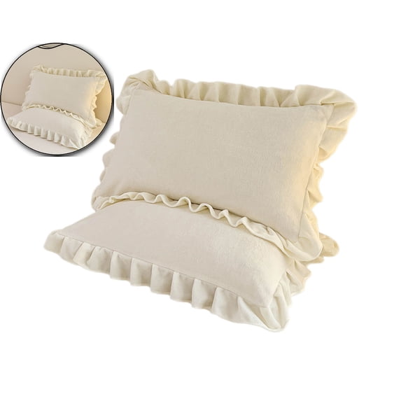 WNFJR Fluffy Pillow Cover Pleated Ruffle Pillowcase Ultra Soft Cozy Flannel Fleece Fabric Decorative Pillowcase Bed Pillow Case