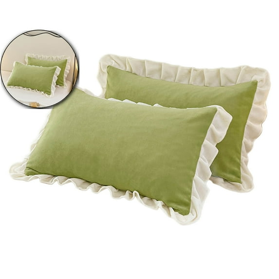 WNFJR Fluffy Pillow Cover Pleated Ruffle Pillowcase Ultra Soft Cozy Flannel Fleece Fabric Decorative Pillowcase Bed Pillow Case