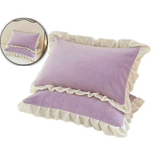 WNFJR Fluffy Pillow Cover Pleated Ruffle Pillowcase Ultra Soft Cozy Flannel Fleece Fabric Decorative Pillowcase Bed Pillow Case
