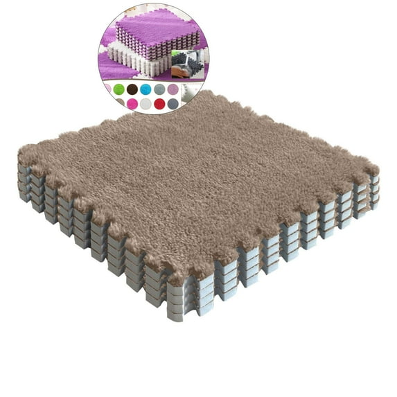 WNFJR Foam Carpet Tiles - 12 x 12 Inch, Carpet Squares Protective Floor Mats Crawling Exercise Area Rugs for Room, Home or Classroom Use