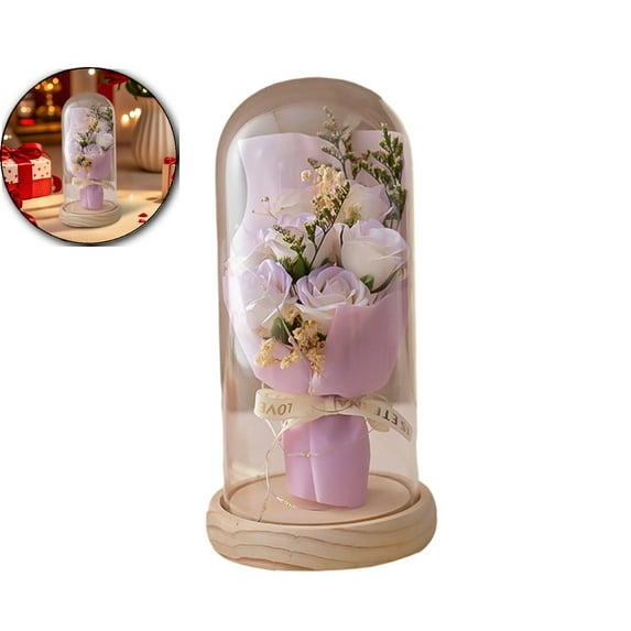 WNFJR Forever Flowers, Preserved Flowers Bouquet with LED Light, Flowers Fresh Bouquets for Her, Preserved Rose for Valentine\'s Day, Anniversary, Birthdays