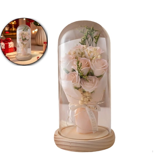 WNFJR Forever Flowers, Preserved Flowers Bouquet with LED Light, Flowers Fresh Bouquets for Her, Preserved Rose for Valentine\'s Day, Anniversary, Birthdays
