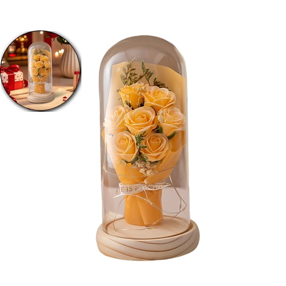 WNFJR Forever Flowers, Preserved Flowers Bouquet with LED Light, Flowers Fresh Bouquets for Her, Preserved Rose for Valentine\'s Day, Anniversary, Birthdays