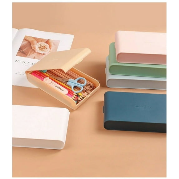 WNFJR Frosted Stationery Box, Double-layer Pencil Case, Multifunctional Plastic Pencil Case, Student Storage Pencil Case