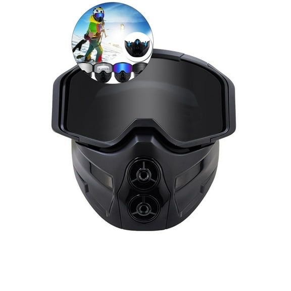 WNFJR Full Frame Windshield Motorcycle Desert Ski Mask - Antifog & Antiscratch Goggles with UV Protection, Removable Face Mask, Cold Weather Protection