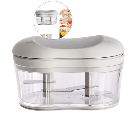 WNFJR Garlic Chopper, Portable Garlic Mincer, Hand Push Garlic Press with Clear Storage Container for Both Home and Camping