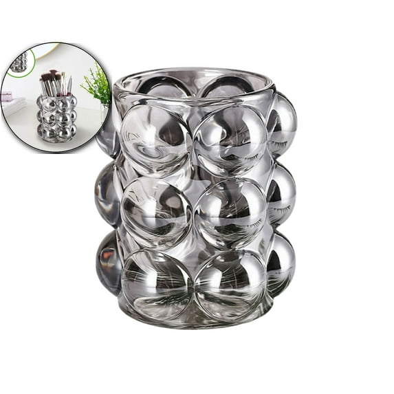 WNFJR Glass Makeup Brush Holder, Cosmetic Brush Storage Organizer Holder, Storage Pot Cup for Vanity, Office, Home Decor