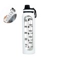 thumbnail image 1 of WNFJR Glass Water Bottle with Silicone Sleeve Reusable Borosilicate Flask Wide Mouth Time Marker Spout Lid(White), 1 of 4