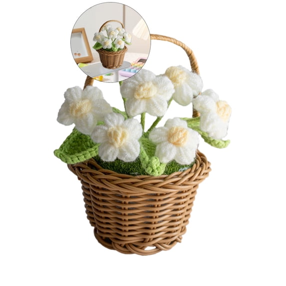 WNFJR Handmade Bouquet of Crochet Flowers, Crochet Flowers Gifts for Women, Crochet Rose Bouquet Flowers Gift Basket for Home Decor, Perfect for Women Girls