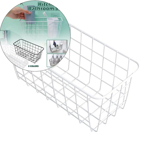 WNFJR Hanging Kitchen Baskets For Storage Adhesive Sturdy Small Wire Storage Baskets with Kitchen Food Pantry Bathroom Shelf Storage No Drilling Wall Mounted