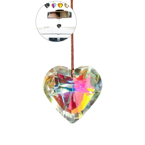 WNFJR Heart Crystal Ball Prism Pendant, Clear Glass Crystal Suncatcher Rainbow Maker for Window, Indoor Outdoor Garden Hanging Décor
