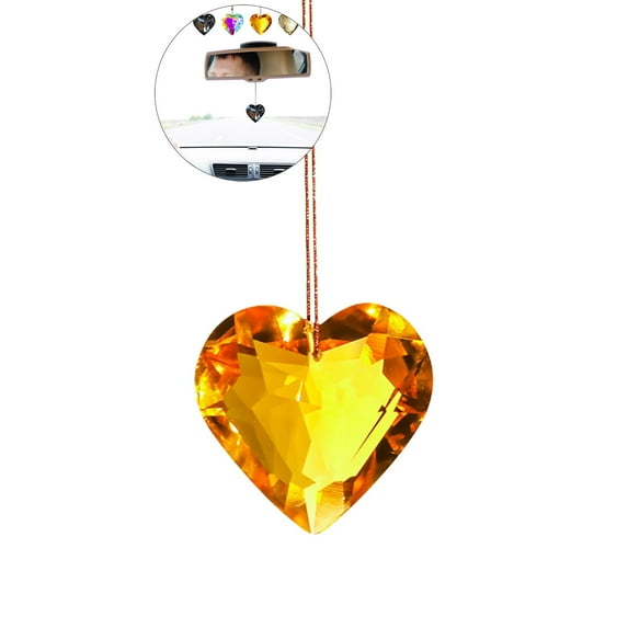 WNFJR Heart Crystal Ball Prism Pendant, Clear Glass Crystal Suncatcher Rainbow Maker for Window, Indoor Outdoor Garden Hanging Décor