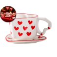 thumbnail image 1 of WNFJR Heart Shaped Ceramic Coffee Mug Set with Saucer, Cute Creative Cup Unique Irregular Saucer Design for Office and Home, 1 of 6