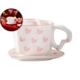 thumbnail image 1 of WNFJR Heart Shaped Ceramic Coffee Mug Set with Saucer, Cute Creative Cup Unique Irregular Saucer Design for Office and Home, 1 of 6