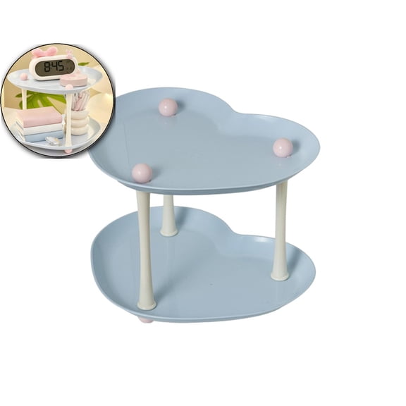 WNFJR Heart Shaped Serving Platter, 2-Tier Plastic Heart Shape Dinner Plate Decorative Serving Platter Plate Versatile Kitchen Dinnerware for Party Gathering Events Wedding Picnic Camping