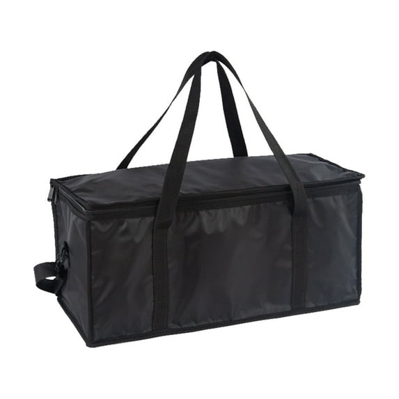 WNFJR Insulated Food Delivery Bag - For Hot and Cold Meals, Black Grocery Tote with Catering Insulation, Ideal for Large Pizza Warmers, Shopping Cart Bags, and Storage Boxes