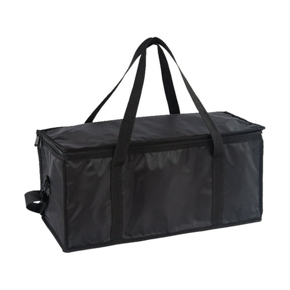 WNFJR Insulated Food Delivery Bag - For Hot and Cold Meals, Black Grocery Tote with Catering Insulation, Ideal for Large Pizza Warmers, Shopping Cart Bags, and Storage Boxes