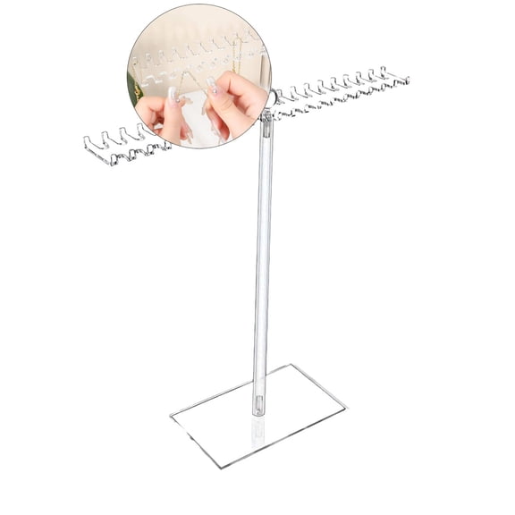 WNFJR Jewelry Stand, Solid Clear 2-Tier Acrylic Jewelry Organizer Stand & Bracelet Holder Stand for Necklace Display, Ring & Watch Display