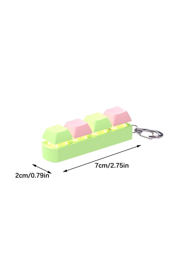 Keyboard Fidget Toy Keychain for Adults, 4 Button Fidget Gadget Funny Click Button Keychain, Keyboard Fidget Button, LED Light Stress Toy, Mechanical Keyboard Stress Relief Toy