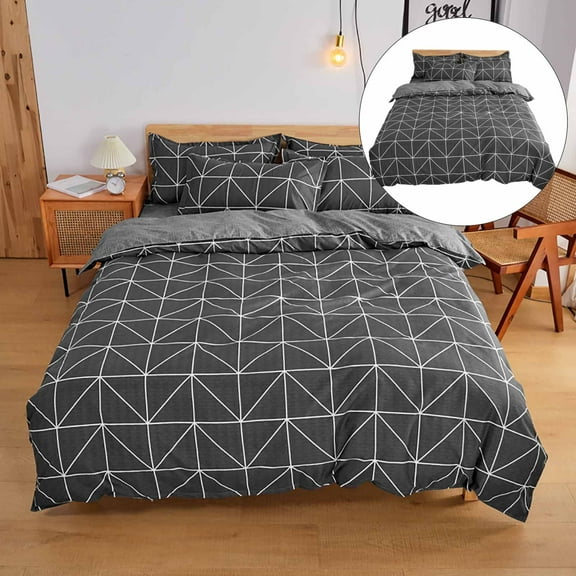 WNFJR King Size Bed Sheets Set -Queen Quilt Bedding Set - 4 Piece Set - Bedding Sheets & Pillowcases,Plain Printed Soft and Breathable Bedding Set for Bed