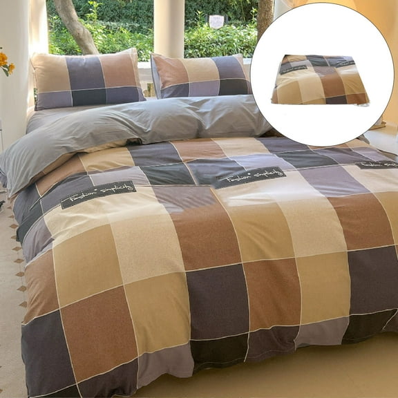 WNFJR King Size Bed Sheets Set -Queen Quilt Bedding Set ,Plain Printed Soft and Breathable Bedding Set for Bed(3-piece set)