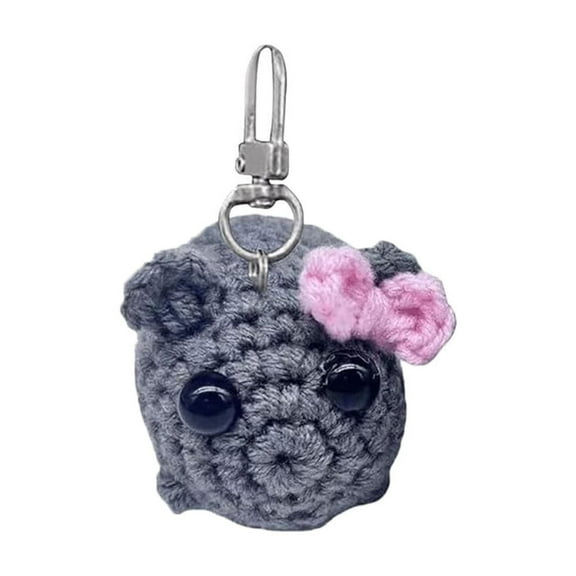 WNFJR Knitted Sad Hamster Plush Toy, Musical Keychain with Violin Tune, Cute Mini Gift Decoration, Handmade Meme Hamster Doll