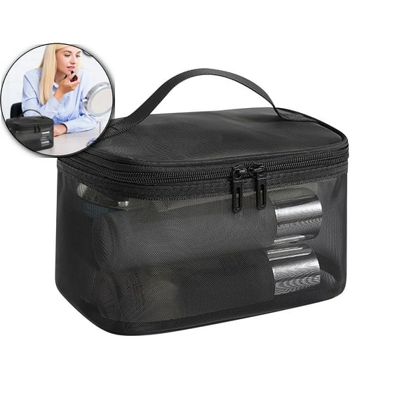 WNFJR Large Clear Makeup Bag Big Cosmetic Bags Waterproof Toiletry Orangizer with Handle Transparent Toiletries Case Travel Pouch for Women Daily Purse